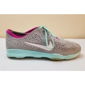 Nike Women Zoom Fit Cross Training Shoes Gray Lace Up Breathable 704658-010 Sz 7